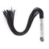 70cm Glass Handle Black Leather Tassels Horse Whip Riding Crop Flogger Paddle Slapper Horse Training Dressage Whips 1