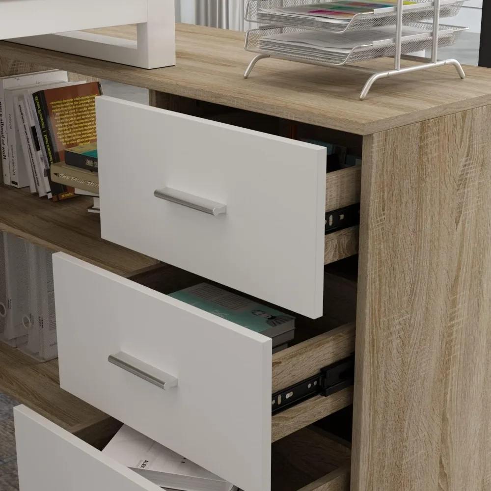 Home Office Computer Desk Corner Table with 3 Drawers and 2 Shelves, 55 Inch Large L Shape Study Writing Desk with Storage | Sale Bangladesh Home Office Computer Desk Corner Table with 3 Drawers and 2 Shelves, 55 Inch Large L Shape Study Writing Desk with Storage Sale Bangladesh