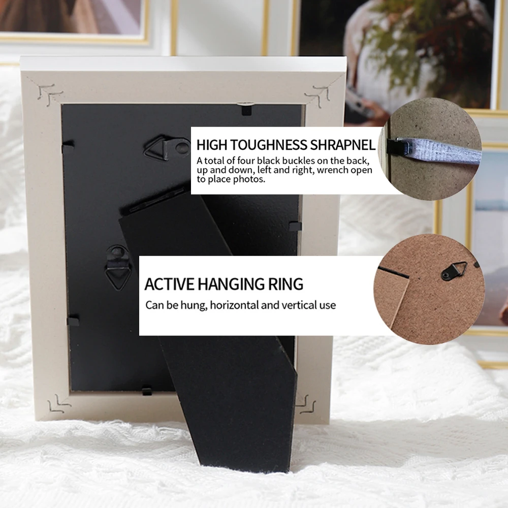 Photo Frame Home photo decoration Plexiglass Photo Frame Plastic White Gold Rectangular