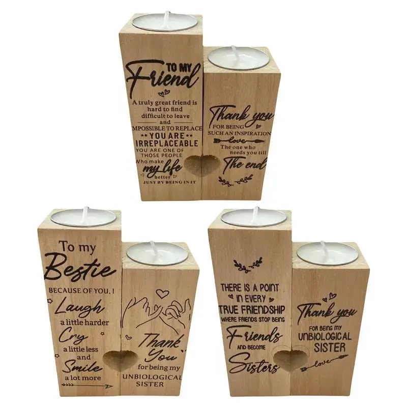 

Wooden Tealight Candle Holder Romantic Candlestick Wooden Candle Holders Unique Gift For Girlfriend Wife Or Family