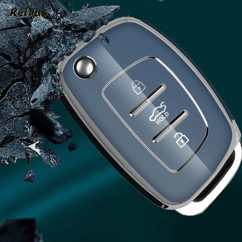 현대 ix25 ix35 i20 i30 솔라리스 투손 소나타 산타페 스포츠 Mistra Elantra Creta Verna 용 소프트 TPU 자동차 플립 키 케이스 커버