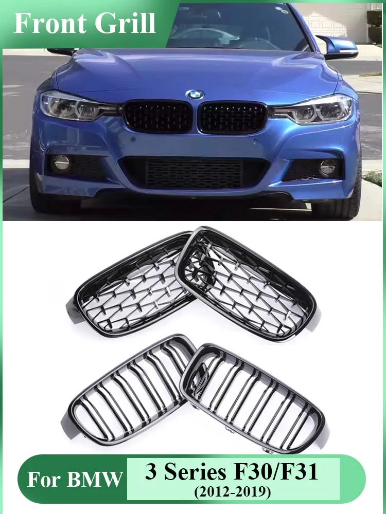 

Chrome Diamond Stars Kidney Front Bumper M Color Racing Grill for BMW 3 Series F30 F31 F35 2012-2019 Replacement Car Styling