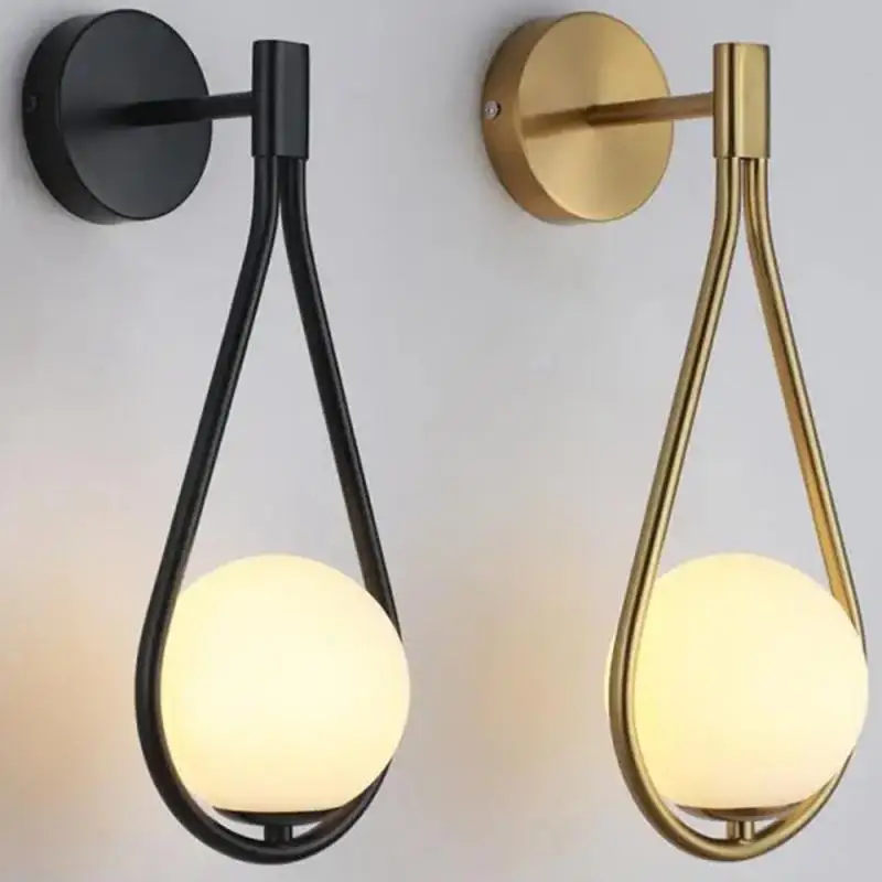 

Nordic Personality Creative Living Room Metal Wall Lamp Fashion Modern Minimalist Model Bedside Glass Wall Lamp Bedroom