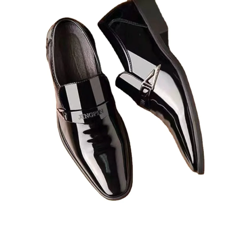 Men's Leather Shoes Paten Oxford Shoes for Men Slip on Bright Leather Business Casual Shoess Footwear Pointed Toe Shoess for Man