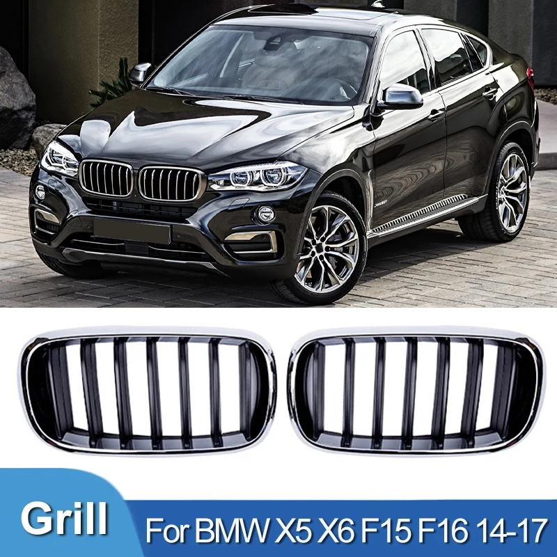 

Pulleco Chrome Car Front Kidney Grill Racing Grills Grille Grilles Electroplate For BMW X5 F15 X6 F16 X5M F85 X6M F86 14-17 Auto