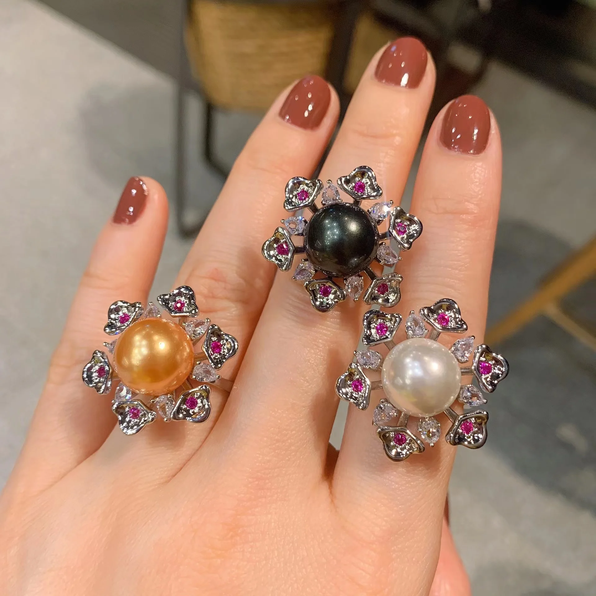 

EYER Fine Jewelry Pearl Ring For Girls Women Engagement Wedding Brands Bridal Trendy Jewelry Cubic Zirconia CZ Finger Rings 2022