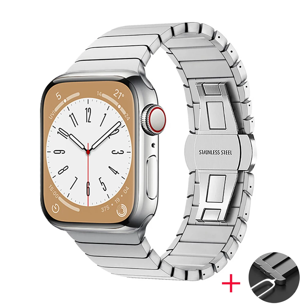 Stainless Steel Metal Watch Strap with Butterfly Buckle