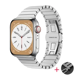 Stainless Steel Metal Watch Strap with Butterfly Buckle for 38mm-40mm-41mm (Silver)