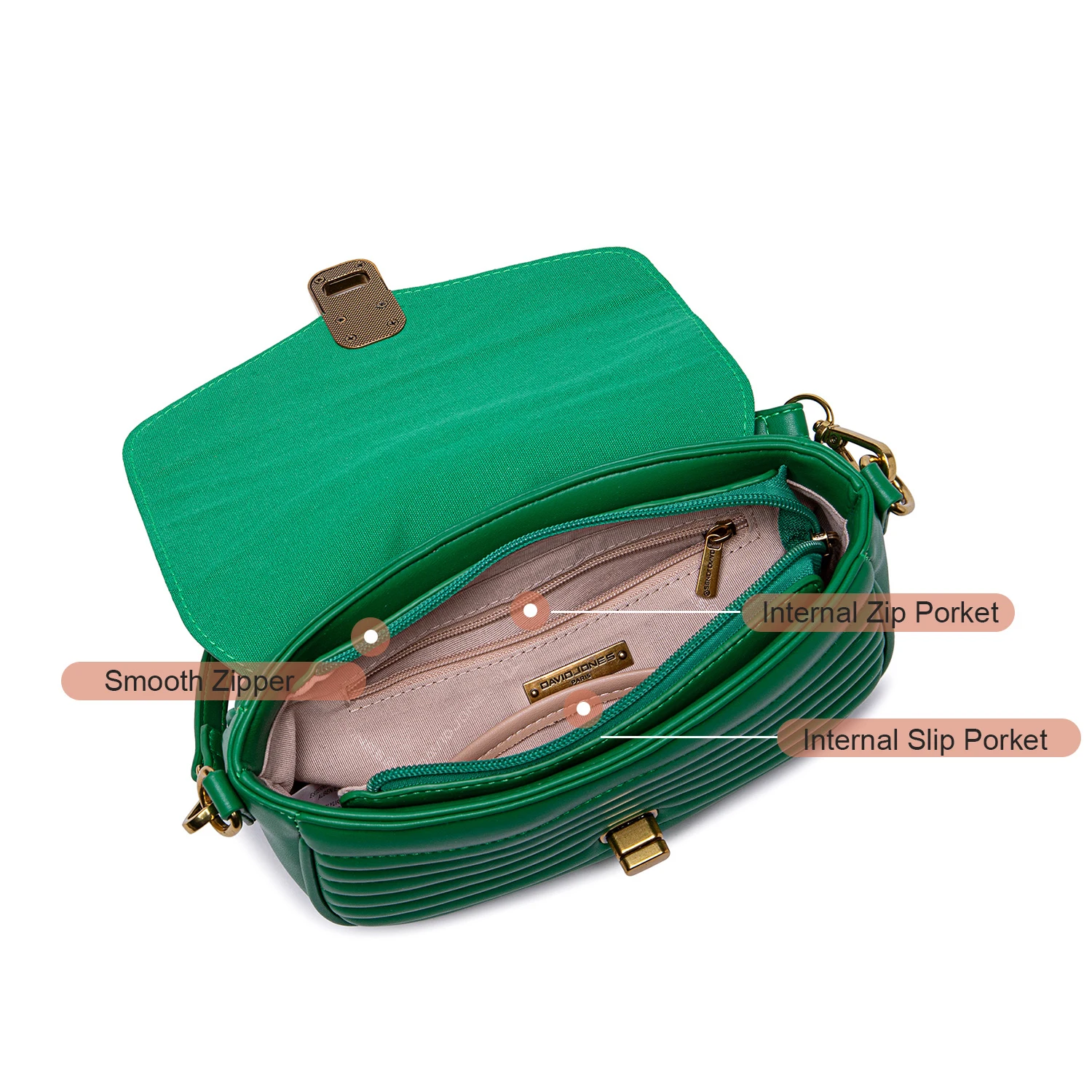 David Jones-Bolso cruzado Retro para mujer, bandolera de cuero de