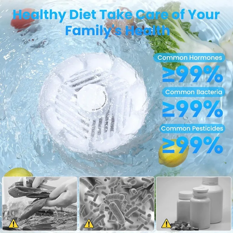 Fruit and Vegetable Washing Machine. Rotatable Fruit and Vegetable Purifier. The Fruit Cleaner Device Automatically Turns on in 5