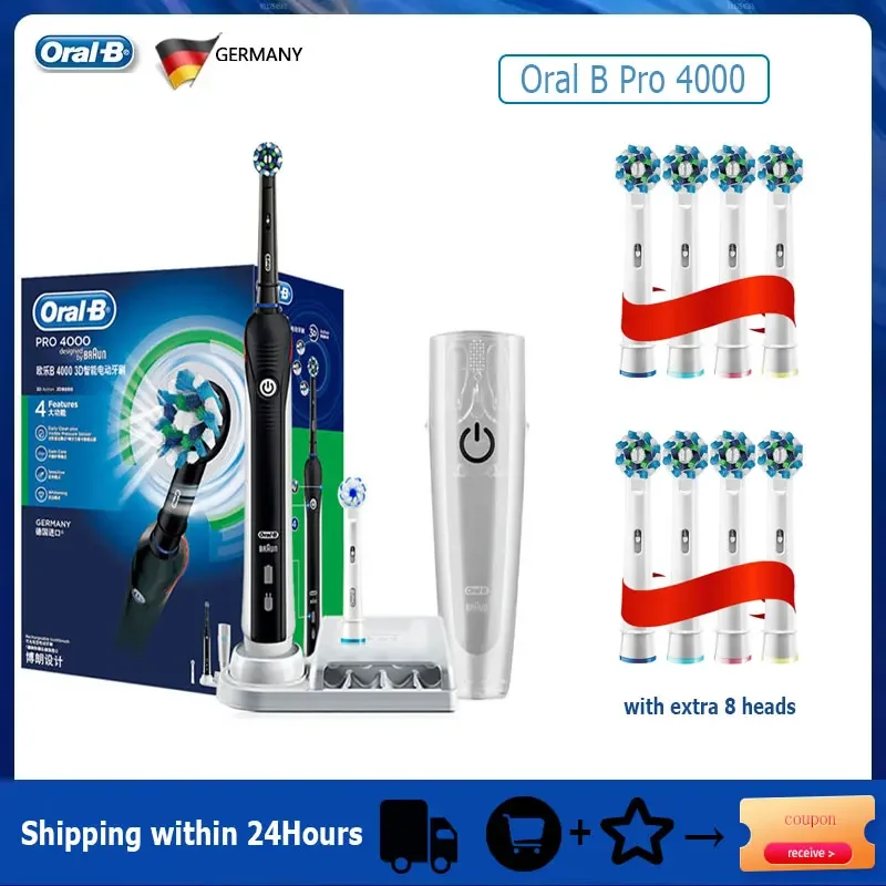 【新品未使用】BRAUN Oral-B PRO4000 Oral B Electric Toothbrush Pro 4000 3D Action Daily Clean