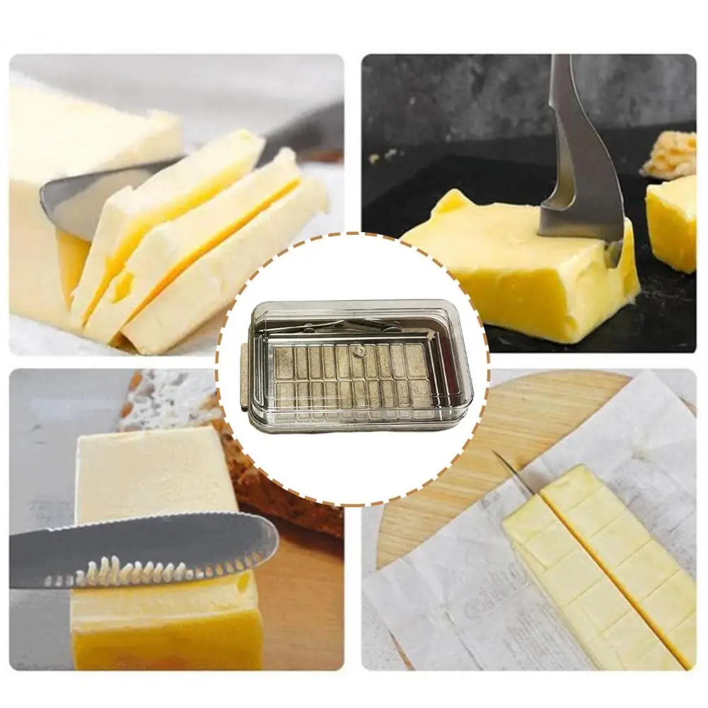 

Butter Cutter Food Grade Butter Slicer Cutter Box Transparent Lid Counter Top Storage Container Essential Kitchen Accessory