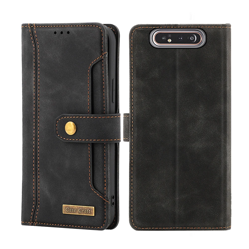 Luxury Leather Wallet Flip Case with Card Slots and Stand - Notebook Style