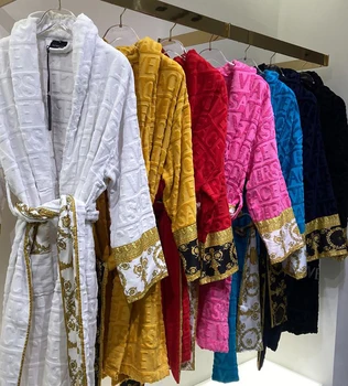 Bathrobe Men Women Sleepwear Long Robe Cotton Luxury Hotel Style Pajamas Homewear Comfortable Plush Loungewear 1