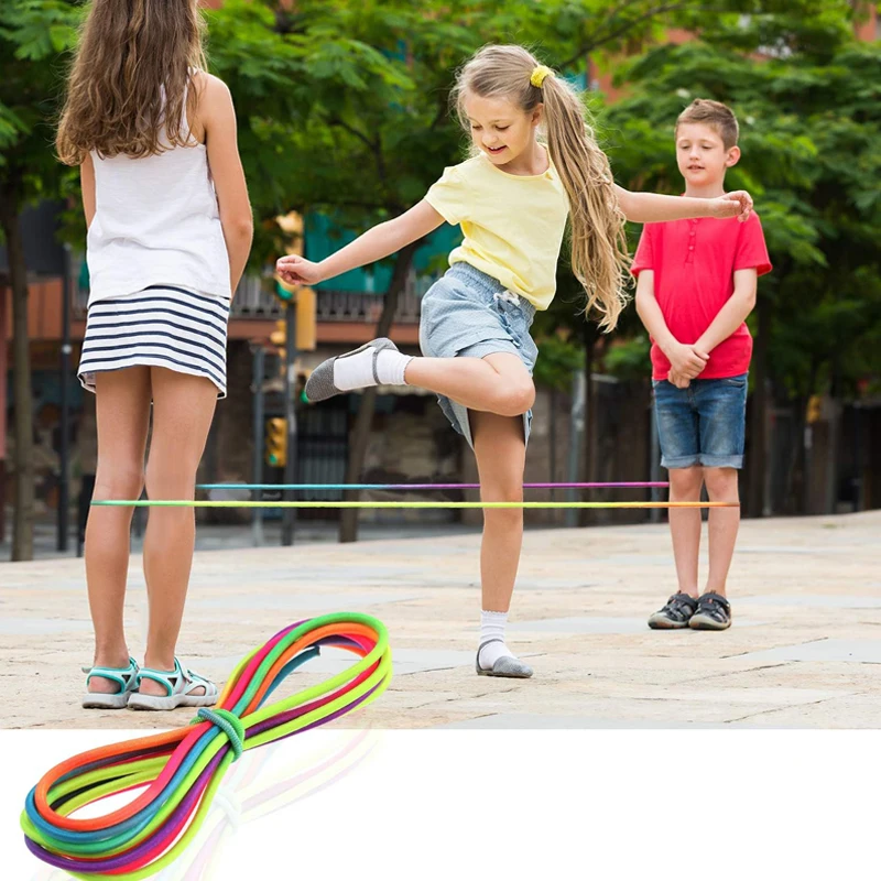 Rainbow Elastic Jump Ropes Gymnastics Rubber Band For Fitness Outdoor Games Children And Adults Juegos Divertidos Kinder Spiele ca870 guns toy soft bullet shell ejecting nylon airsoft weapons manual air guns rifles for adults boys children cs fighting