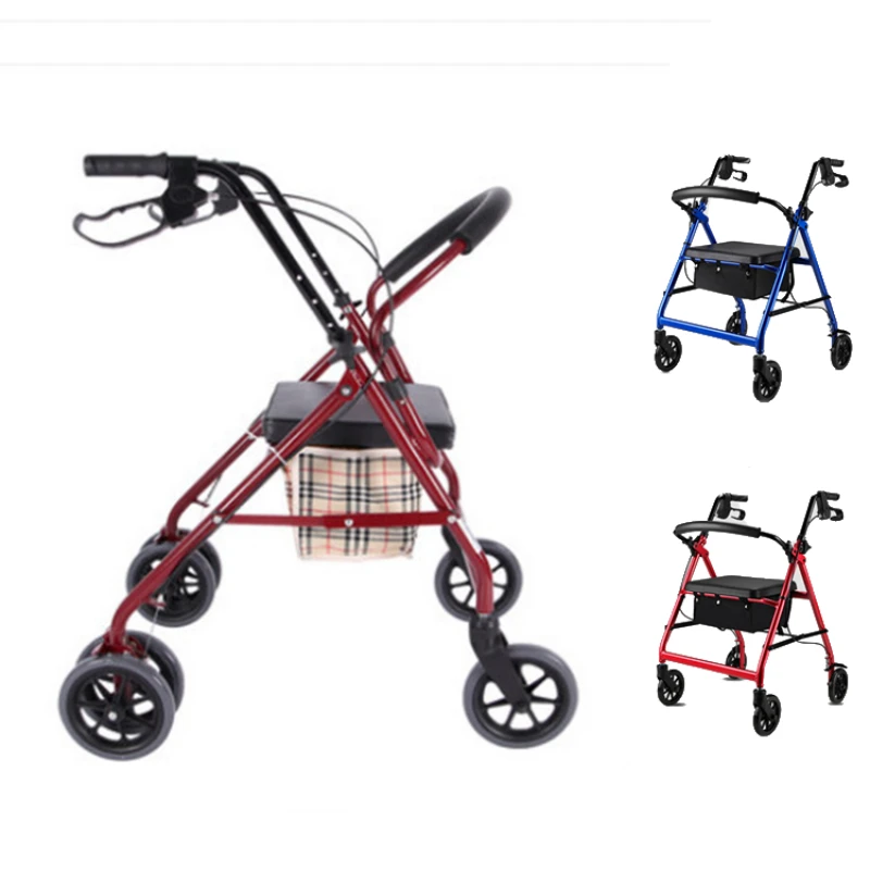 

Aluminum Frame Assisted walking wheelchair Adult Disability Walker With Seat Labor saving Rollator with Basket