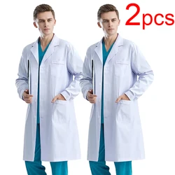 Men's Long Sleeve White Lab Coat - Professional Medical Uniform - XXXL (White)
