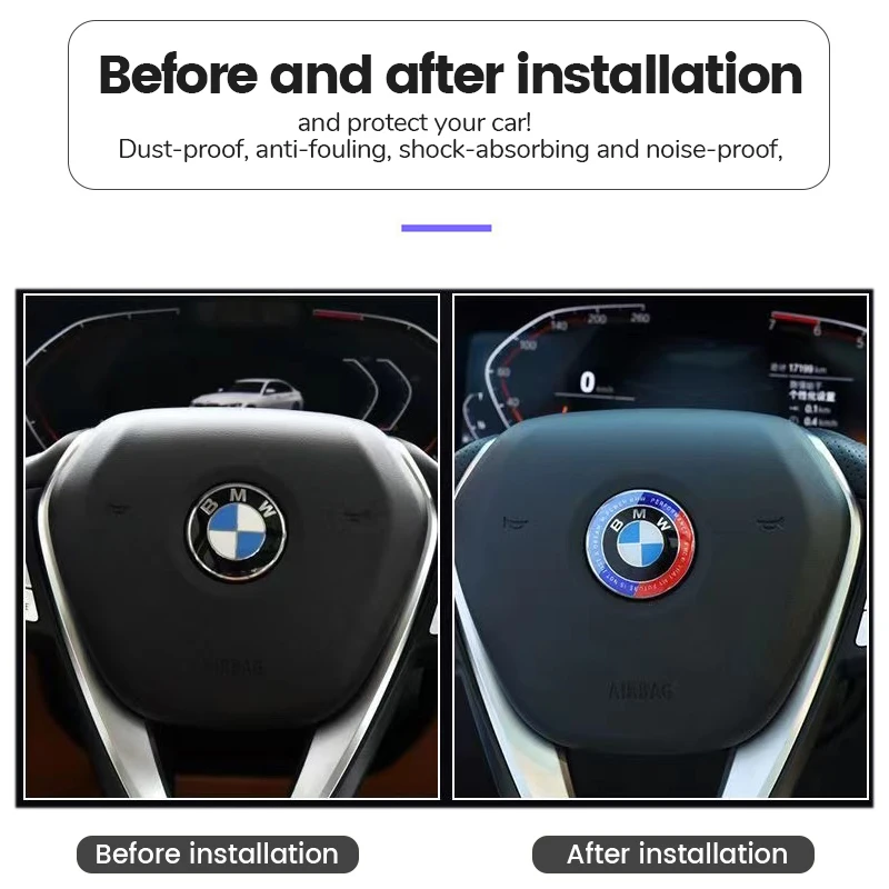 자동차 핸들 배지 엠블럼 스티커, BMW G01 F10 F20 G30 F30 F31 E36 E39 E87 E60 E46 E91 X1 X3 X5 자동차 장식, 45mm