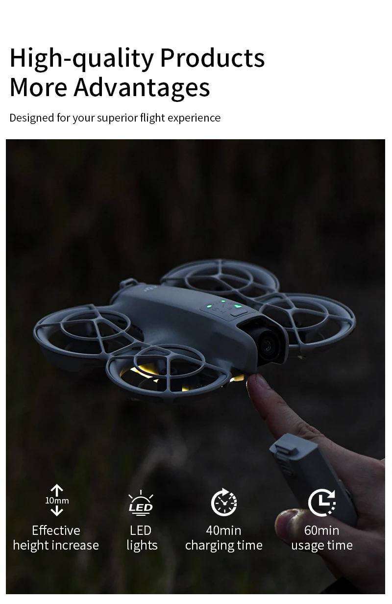 Description Picture 3 of itemNeo LED Landing Gear for DJI Neo Drone Night Flight Light Extension 10mm Height Leg Luminous Tripod Rechargeable Accessories