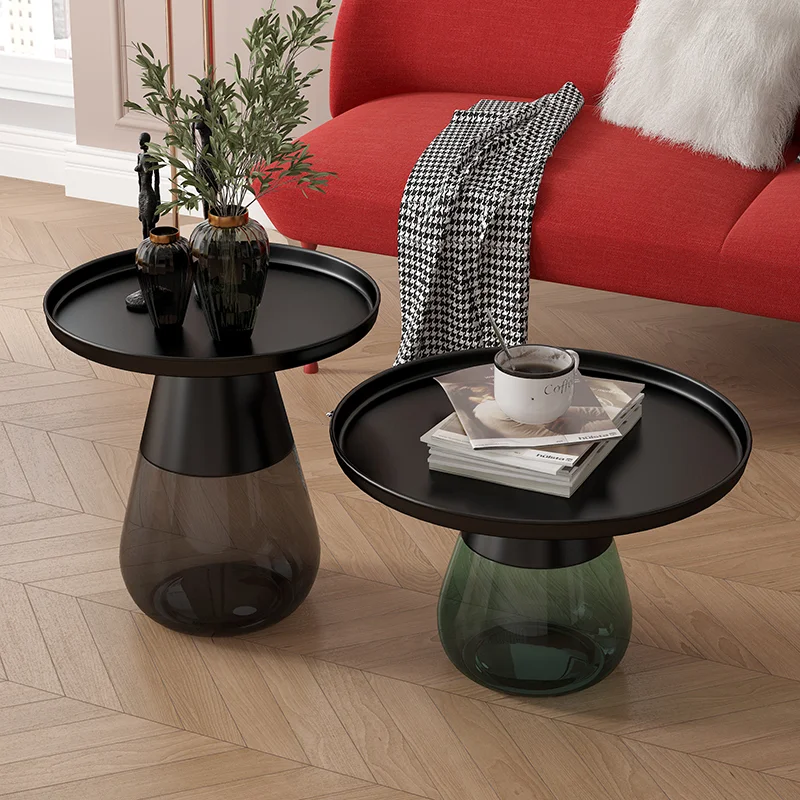 Design de luxo mesas de café designer mesa lateral simples mesas de café de vidro de bronze bistro centro mesa plegable móveis de escritório