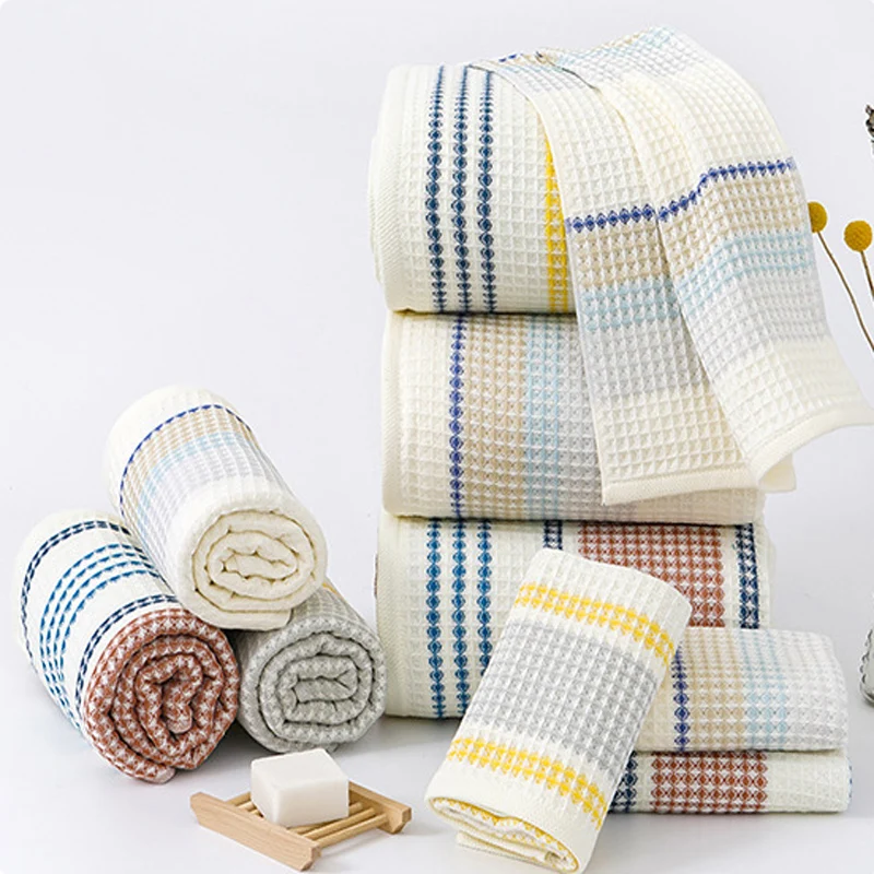 Pure cotton waffle bath towel for adults