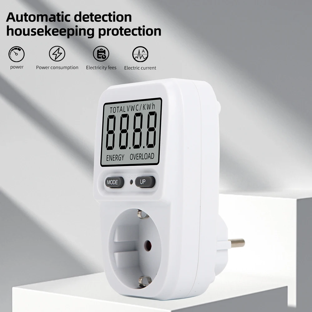 Enhanced Digital Wattmeter - Power Consumption Analyzer with EU/FR Plug Socket
