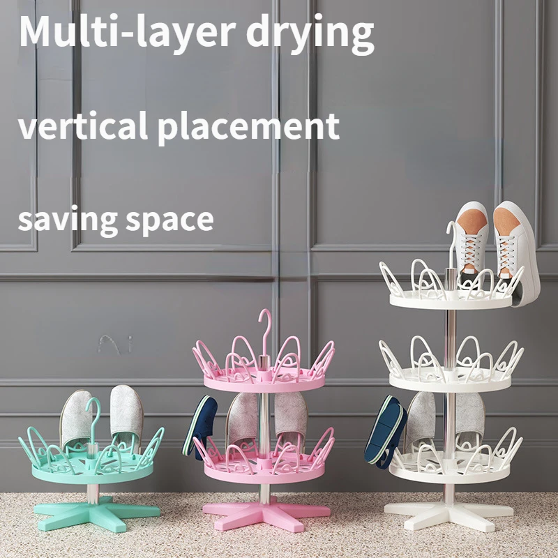 

360 Degrees Shoe Hanger Shoes Floor Rack Layer Shoe Drying Rack Storage Organizer Space Saving Shoes Hanging Home Rotate