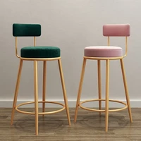 Nordic bar chairs Modern Iron art high stools kitchen backrest bar stools Cafe velvet chair counter Work stools Home furniture 2