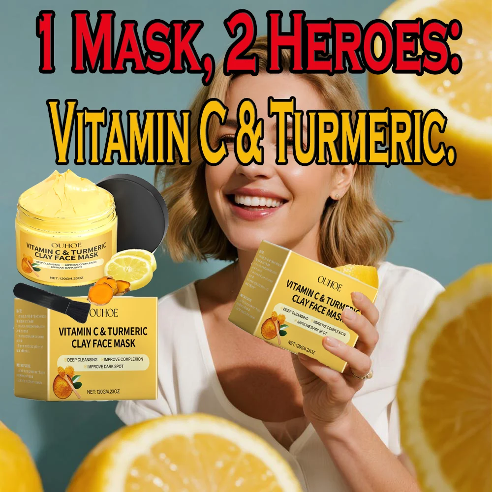 Description Picture 2 of itemTurmeric VitaminC Clay Mask Deep Cleansing Facial Improves Dark Spots Hydrating Skin Care Tightens Skin Evens Skin Tone