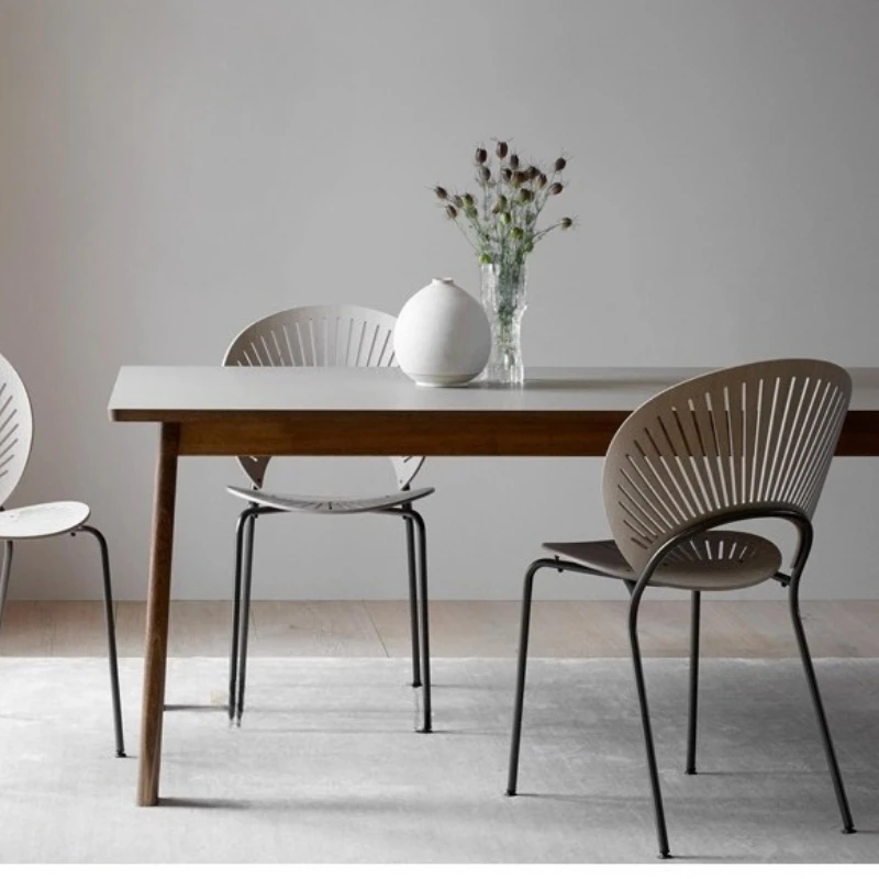 Solid Wood Dining Chair Curved Backrest Sun Shell Chair Modern Minimalist Design Comfortable Seat Home Furniture Nordic Chair