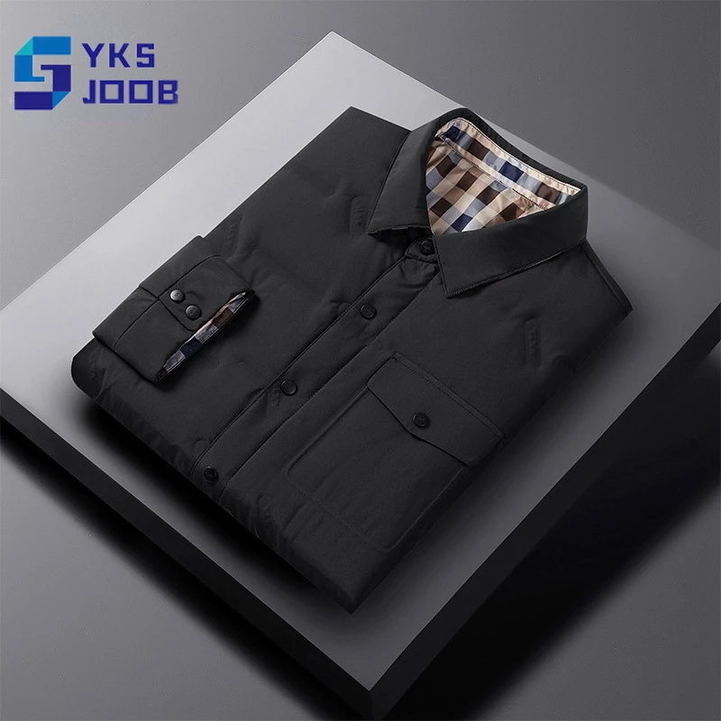 

Winter Casual White Duck Down Jacket Men Lapel Solid Warm Light Thin Down Coat Fashion Hiking Coats Abrigos Hot Casaco Masculino