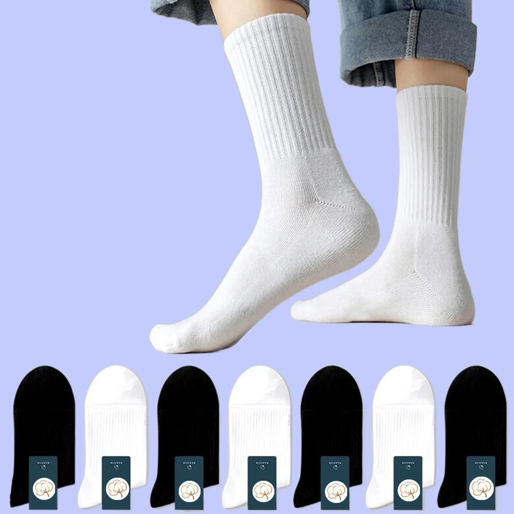 10/20 Pairs New Top Quality Black White Cotton Socks Sweat-absorbing Mid Tube Sports Socks Breathable Women Male Middle Socks 1 S1f1308b9c1914511a0a043ab9d245130W