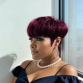 Pixie Cut Wig for Women Short Wavy Human Hair 150% Density Full Machine Made Perfect for Daily Wear 1