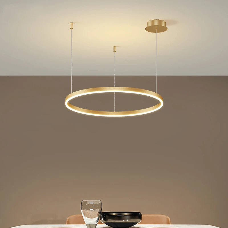Minimalist Modern Led Chandelier Home Lighting Brushed Rings Ceiling Mounted Chandelier Lighting Hanging Lamp Gold&Black Frame 4