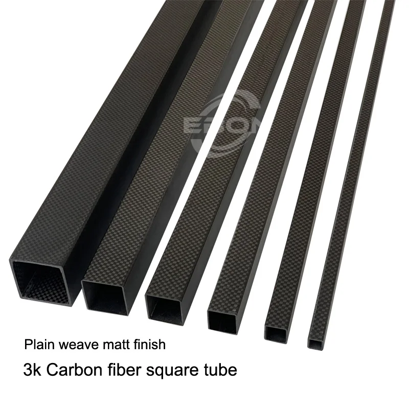 EBON 탄소 섬유 사각 튜브, 일반 직조 매트, 1000mm, 3K, 10mm, 12mm, 15mm, 18mm, 20mm, 22mm, 25mm, 28mm, 30mm, 35mm, 40mm, 50mm, 1 개