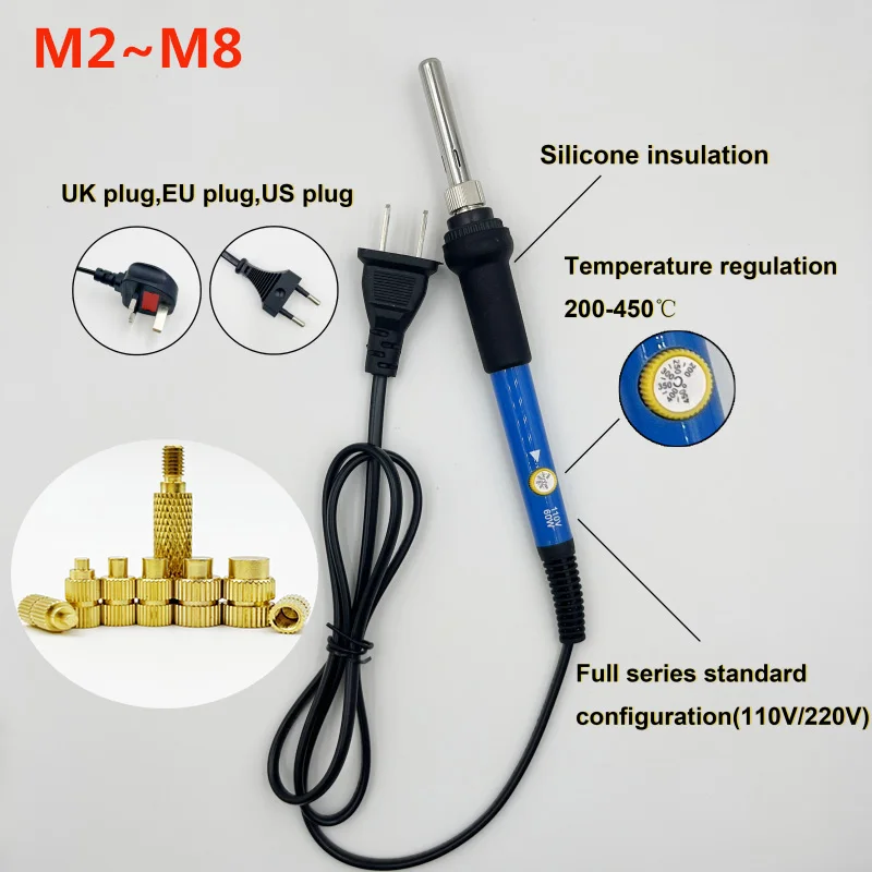Set Di Punte Per Saldare Inserti Filettati | Per Stampanti 3D | Ottone | 7 Misure: M2, M2.5, M3, M4, M5, M6, M8 | Per Saldatore 936