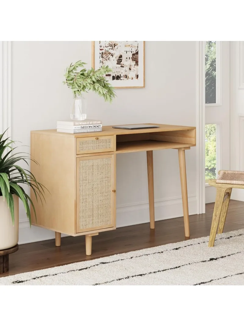 

Jacklyn Modern Home Office Writing Desk, OneSize, Natural Brown