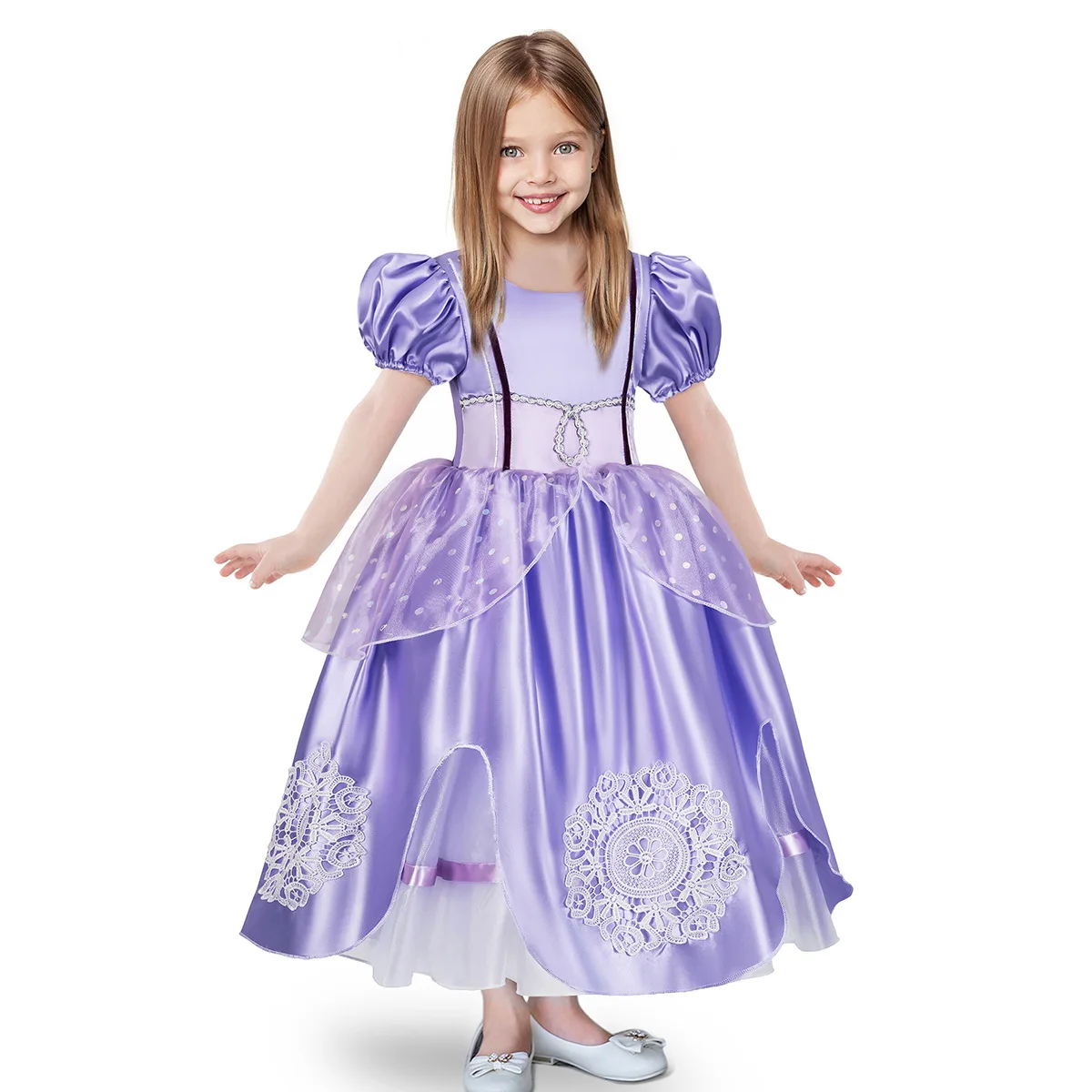Vestido Princesa Sofia Roxo Pérolas infantil