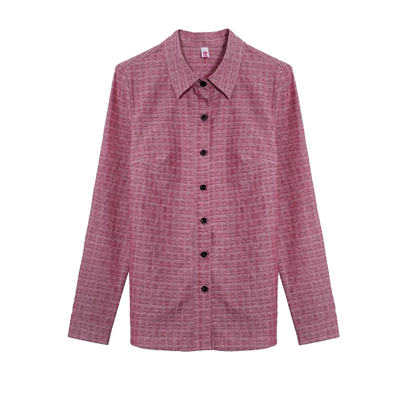 قميص نسائي بأكمام طويلة ، بلوزة كاجوال متعددة الاستخدامات ، قطن خالص ، بياقة قابلة للطي ، موضة كورية ، جديدة ، للربيع والخريف