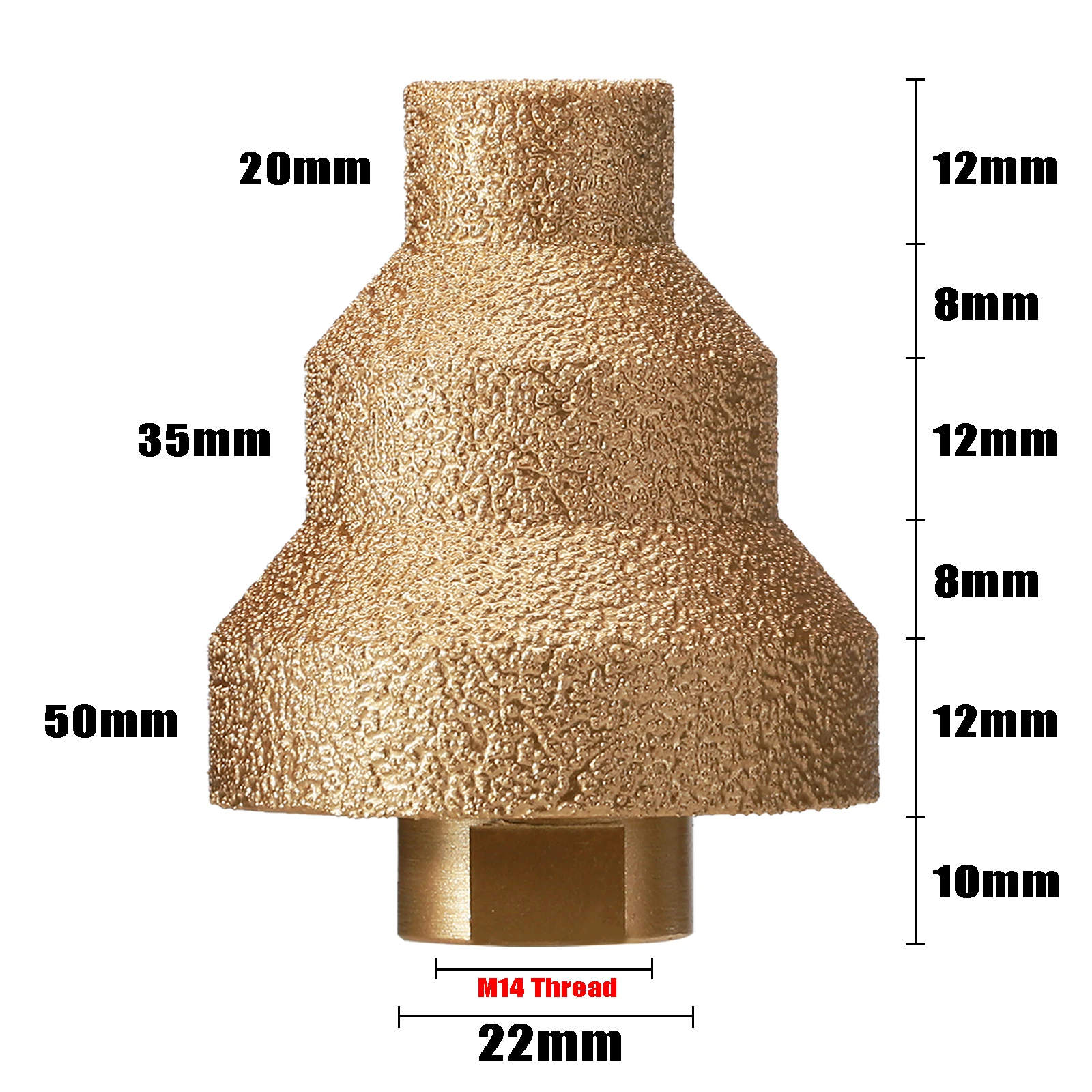 20-35-50mm 다이아몬드 스텝 모따기 드릴 비트 앵글 그라인더 구멍 톱 M14 스레드 확대 대리석 타일 벽돌 콘크리트 도자기