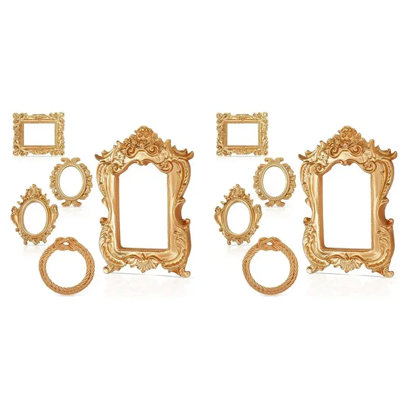 TA-10 Pieces Vintage Resin Picture Frame Vintage Photo Frame Mini Oval Rectangle Gothic Frames Hanging Photo Frame