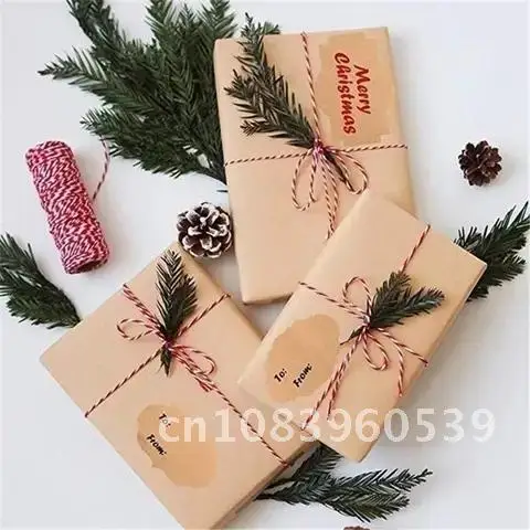 

300pcs/Roll Kraft Paper Gift Tag with String Blank Wedding Festival Birthday Gift Tag Label Holiday Gift for Thank Sticker Label