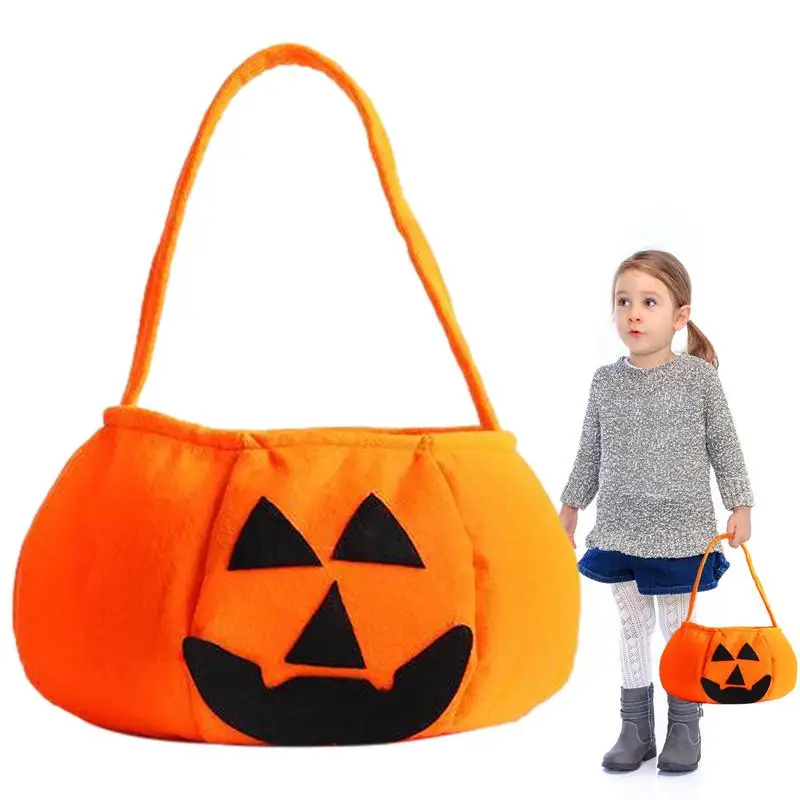 

Pumpkin Treat Bags Trick Or Treat Bucket Pumpkin Tote Goodies Bag Candy Bags Reusable Gift Bags Halloween Buckets Party Favors