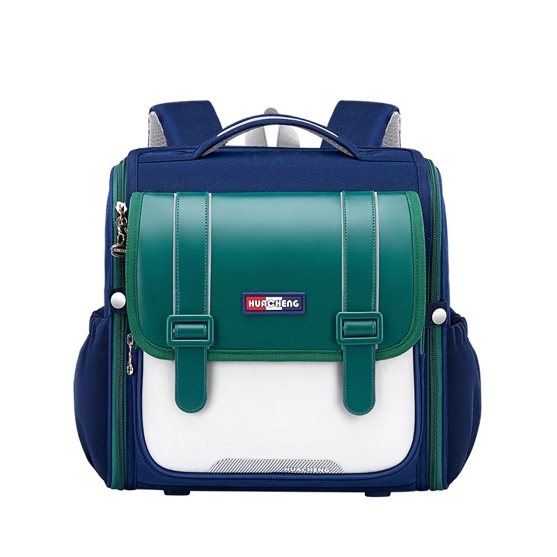 Primary Grade 1-6 Children British Style Horizontal Backpacks for Student New Girl Boy Oxford Fashion Large Schoolbags with Belt 1