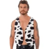Men's Cow Print Sleeveless Open Front Coat Vest Hippie Christmas Halloween Carnival Cowboy Role Play Fancy Costumes Cow Vest 3