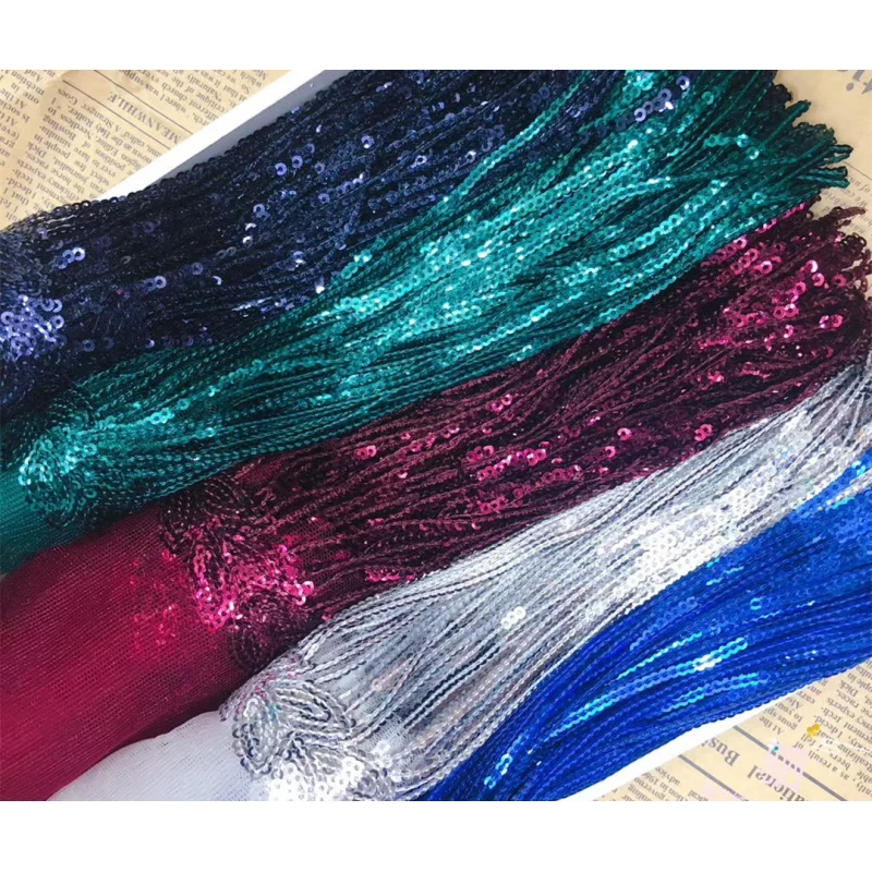 10Size Length 20cmSequined Fringe Tassel Small Leaf Colorful Sequins Stage Lace Dress Decoration Accessories