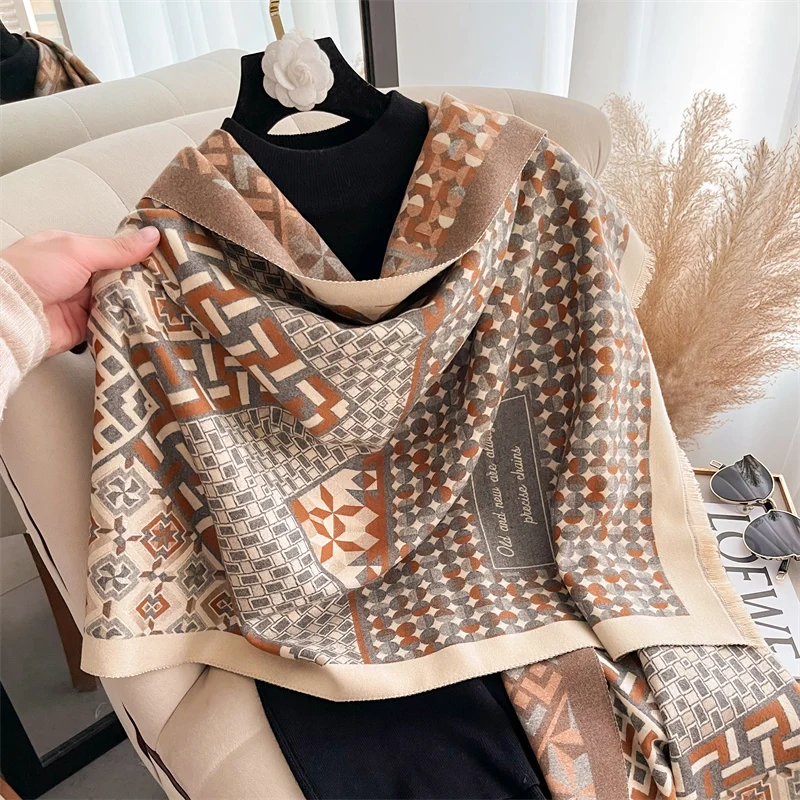 Kiximire Winter Scarf for Women Warm Plaid Cashmere Shawl and Wraps Pashmina Thick Poncho Stoles Ladies