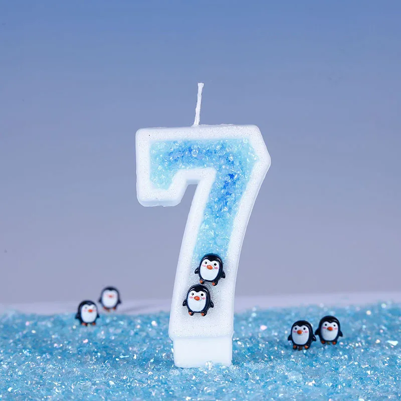 Candela di Compleanno Con Numero di Fiocco di Neve - Blu e Bianca per Primo Compleanno, Decorazione Torta Congelata Numero 1 - Topper per Torta