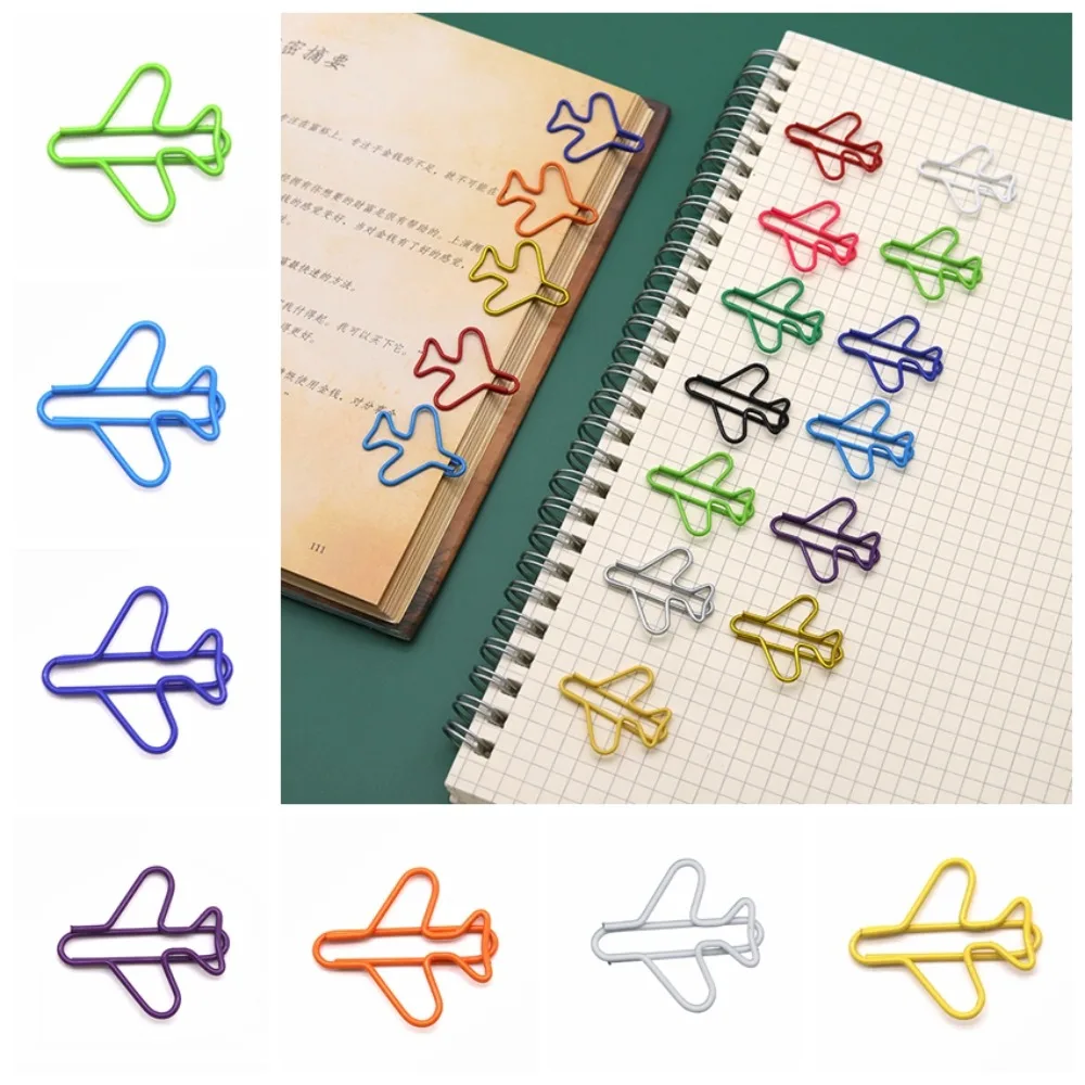 

10pcs Metal Memo Airplane Paper Clip Clip-on Airplane Shape Creative Bookmark Clip Index Bookmark Irregular Metal Paper Clips