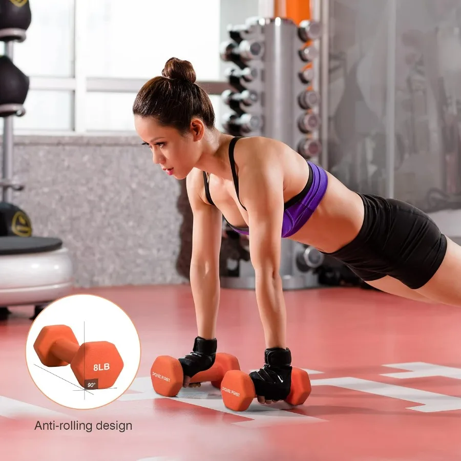 8lb Pair Dumbbell Hand Weight – Neoprene Dumbbell Exercise & Fitness For Home Gym Equipment and Adjustable Dumbbell Sets–Non-Sli